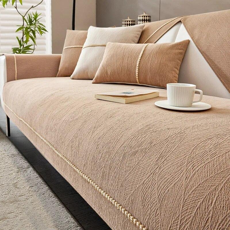 Chenille Sofa Cover Solid Color Four Seasons Universal Sofa Towel Anti-slip Couch Cushion for Living Room Sofas Protector Cover