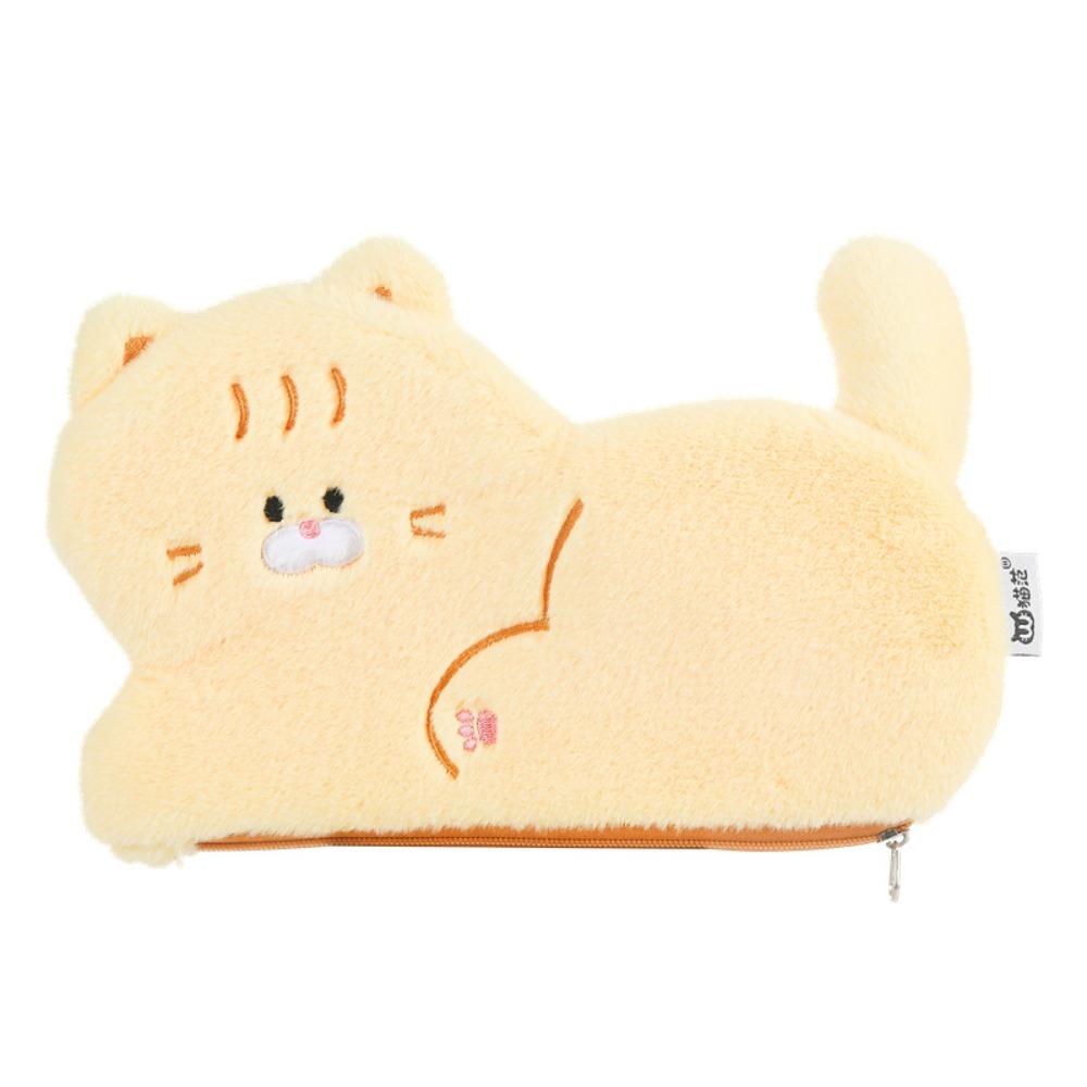 

Вместительный мультяшный пенал Пушистый чехол для хранения канцелярских принадлежностей Плюшевая кошачья сумка для карандашей Детский Style E