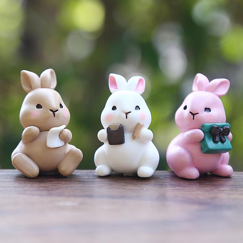 Pastoral Japanese Afternoon Tea Rabbit Doll Figure - Creative Micro Landscape Car Decor