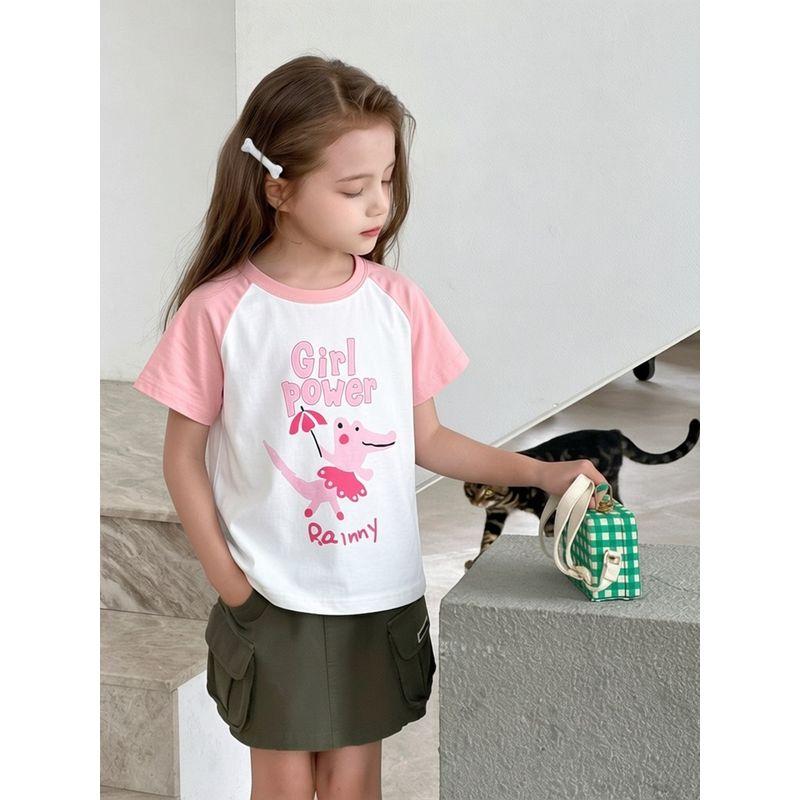 27Home Brand Export Original Children's Clothing Pure Cotton Short-Sleeved T-Shirt Cartoon Print Baby Girl Clothes Summer