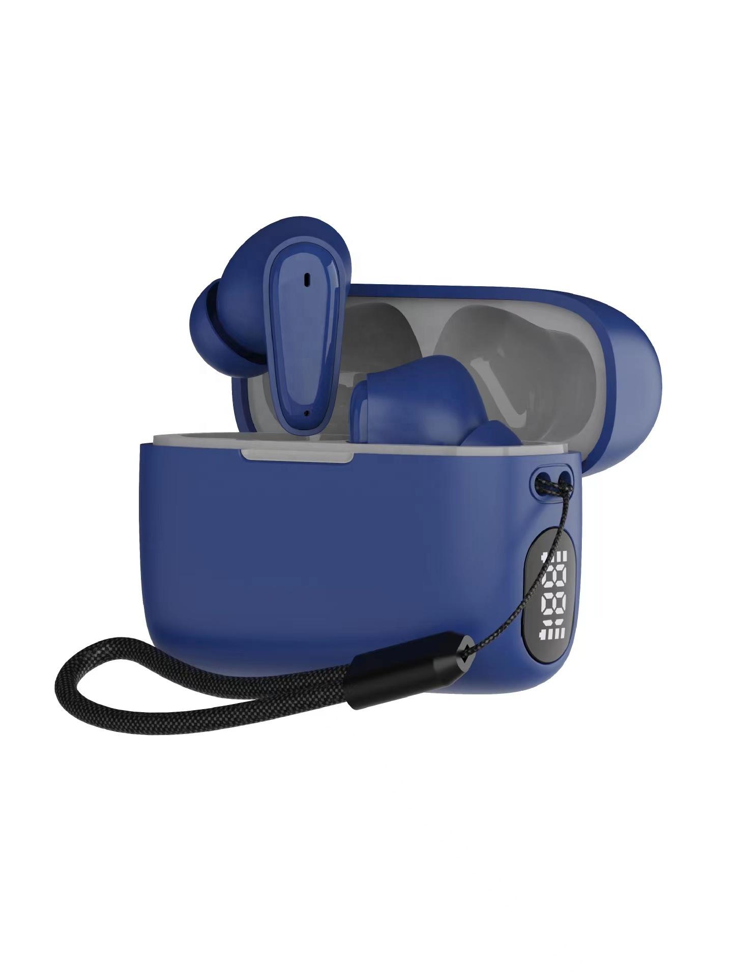 

Стереонаушники с цифровым дисплеем, стереосистема шумоподавления, беспроводные наушники TWS с полувкладышами синий