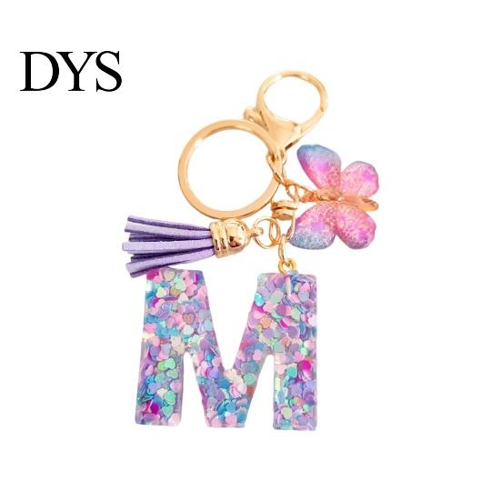 Mobile Phone Charm Butterfly Initial Letter Keychain Pendant Exquisite Practicality Backpack School Relief Craftsmanship Bag Decoration Purple