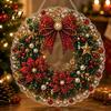 Transparent Acrylic Craft Decor Christmas DIY Faux Diamond Painting Hanging, Santa Wreath Pendant, Pearl Red Green Gifts Beads Kit for Wall