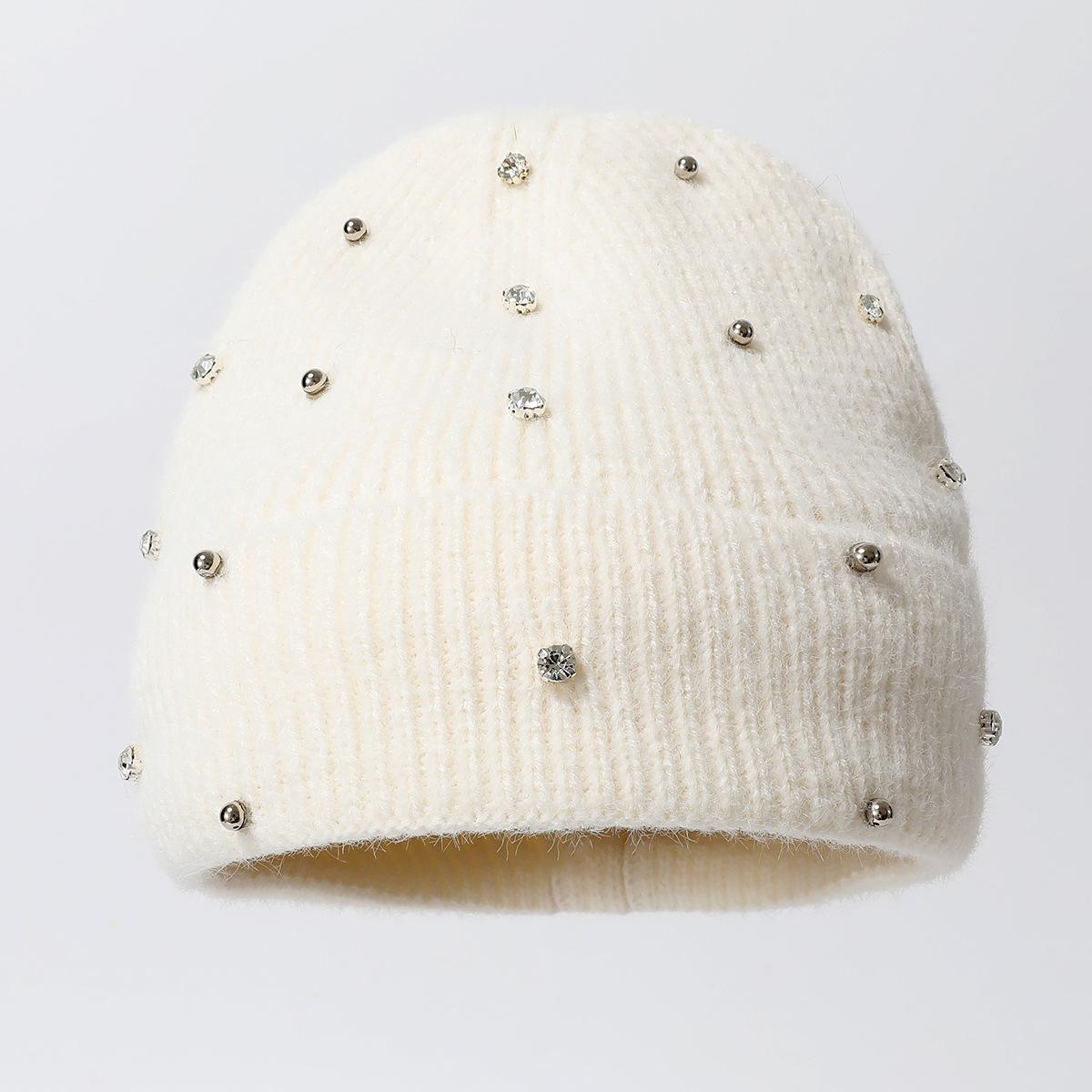 

Solid Color Thickened Pom-Pom Square Diamond Sleeve Cap Outdoor Cold-Proof Warm Cap Knitted Cap one size [knitted]