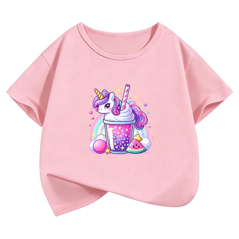2026 Summer Spring Kawaii Unicorn T Shirts Funny Manga Kids Childrens Tshirt Short Sleeve Boys Girls Casual Top Tee