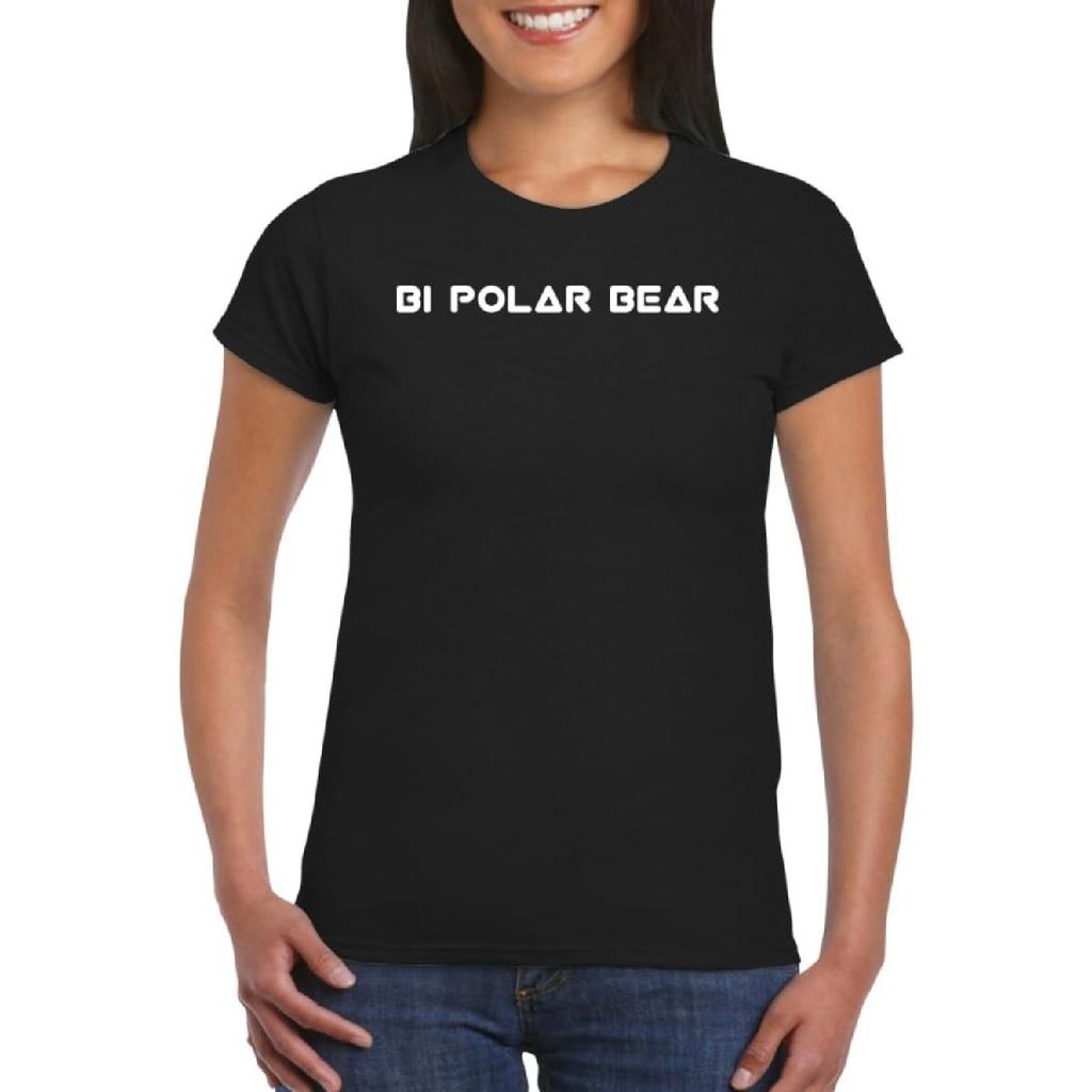 Bi Polar Bear - Women's Soft Graphic Junior Cut T-Shirt CP05 Black