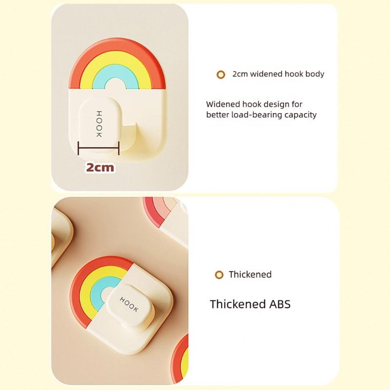 Pack of 3 Rainbow Hooks Colorful Adhesive Hooks for Bathroom Kitchen Storage Wall Hangers for Hanging Coat Key Bag