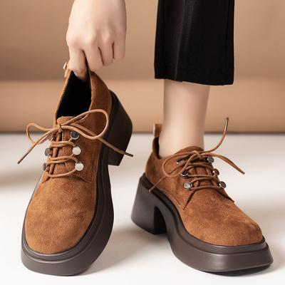 Aphixta 7,5 cm Hoher Absatz Klassische Damen Freizeitschuhe Schnürschuhe Damen Schuhe Braune Slipper Plateauschuhe Frau Studenten Größe 42