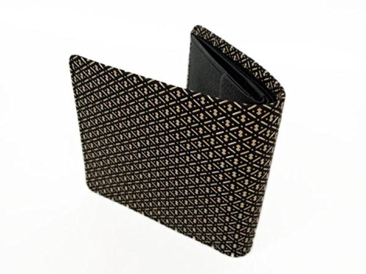 [Inden-ya] Inden Bifold Wallet 2003 Bill Compartment C Black Deerskin with White Lacquer Gourd Pattern