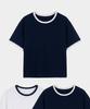 Jikeulib Essential Round Neck Semi-Crop Ringer Short Sleeve T-Shirt 2 Colors