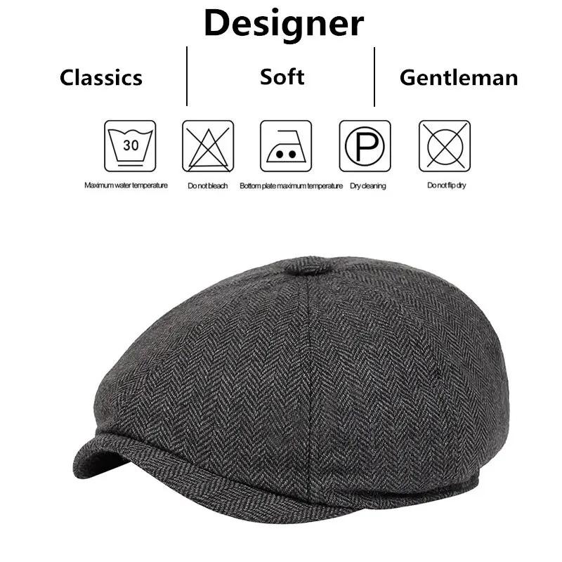 New Fashion casual Gavroche vintage pour hommes automne et hiver béret chapeau britannique chevrons plat hip-hop chapeau béret