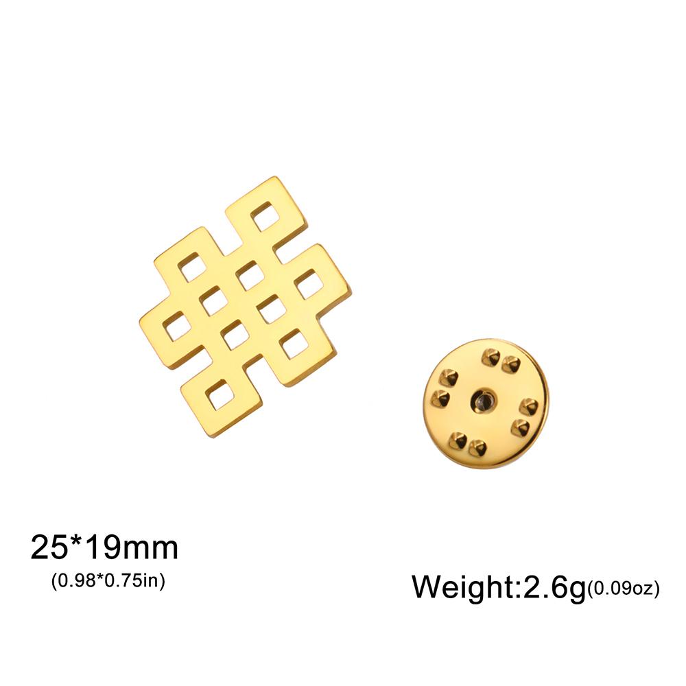 Dawapara Vintage Endless Knot Symbol Brooches Good Luck Chinese Knot Brooch Lapel Pin Stainless Steel Accessories