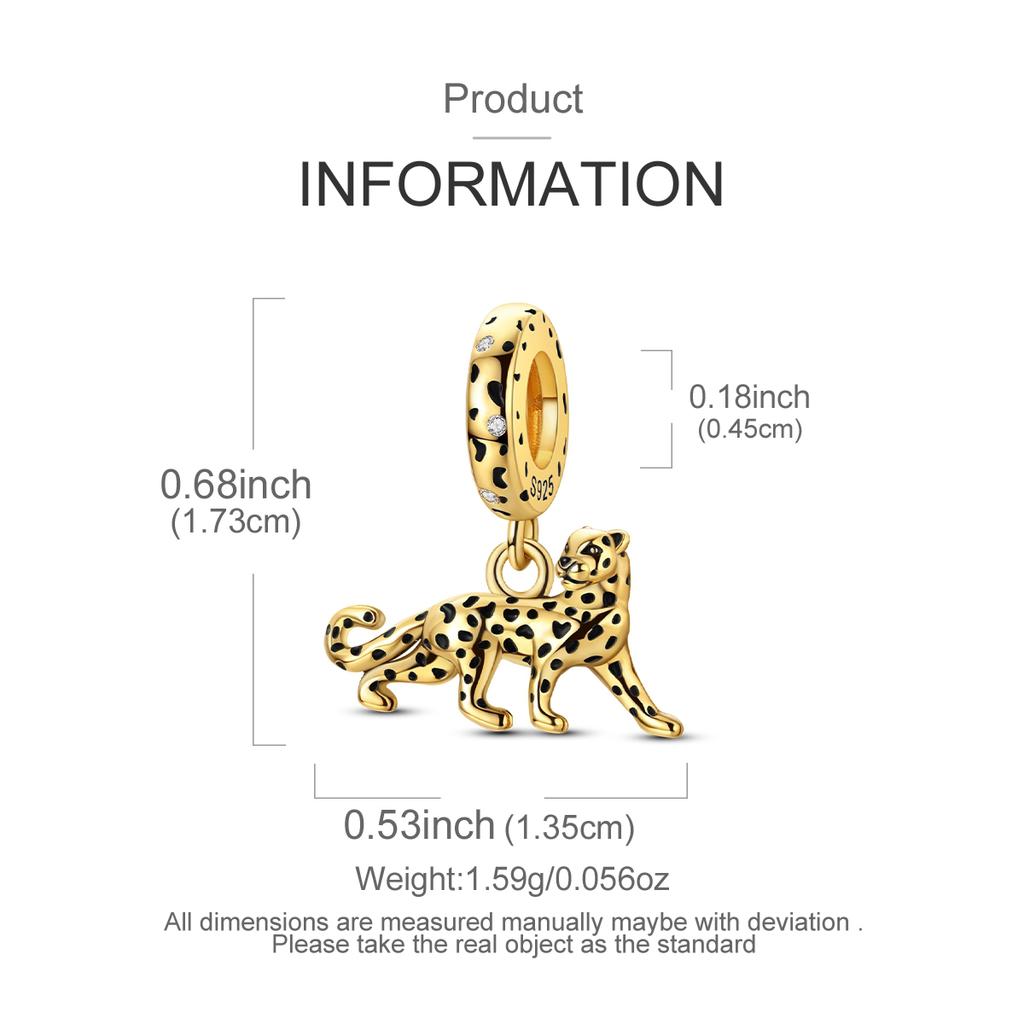 Novinka v mědi Zlatý Vznešený Leopard Přívěsek Korálek Přívěsky Šperky Kompatibilní s originálními náramky náhrdelníky Ideální pro ženy Udělej si sám Gi
