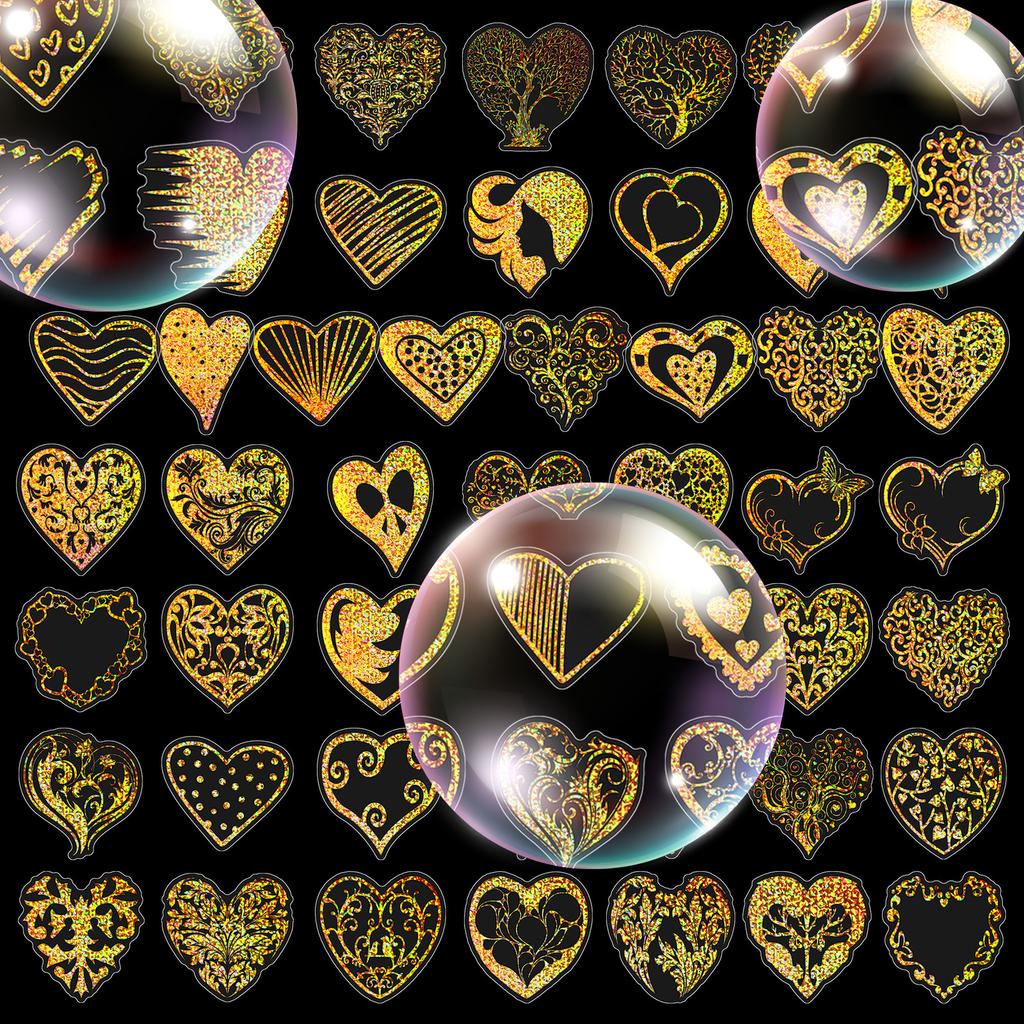 100 Gold Laser Love Stickers Decorative Mobile Phone Case Skateboard Laptop Stickers Cross