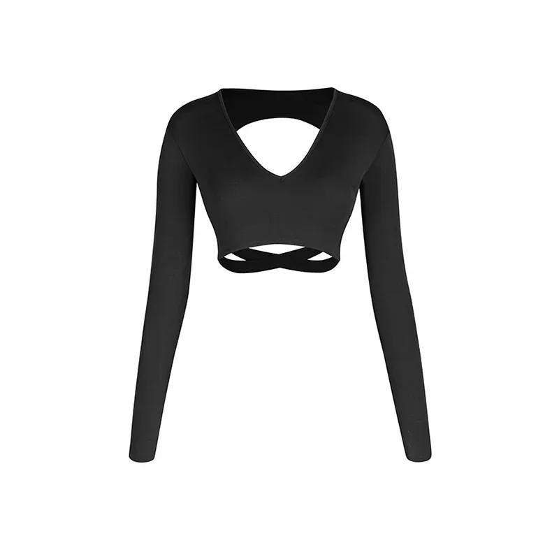 Lateinischer Tanz Anzug Kleidung Langarm Rückenfreies Oberteil Fransenrock Damen Cha Cha Rumba Samba Tanzrock Trainings Übungsbekleidung Set S black