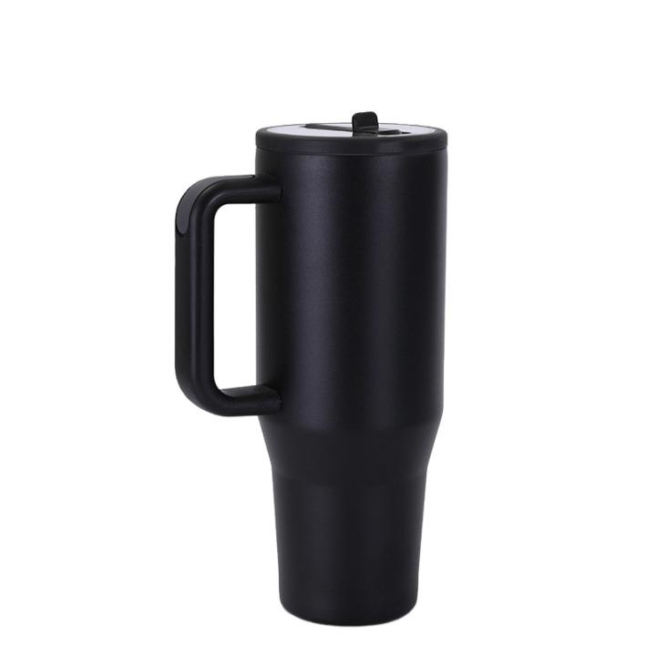 Custom Logo 40oz Stainless Steel Vacuum Insulated Travel Car Beer Coffee Mug Cup Double Walled Tumbler With Flip Straw Handle