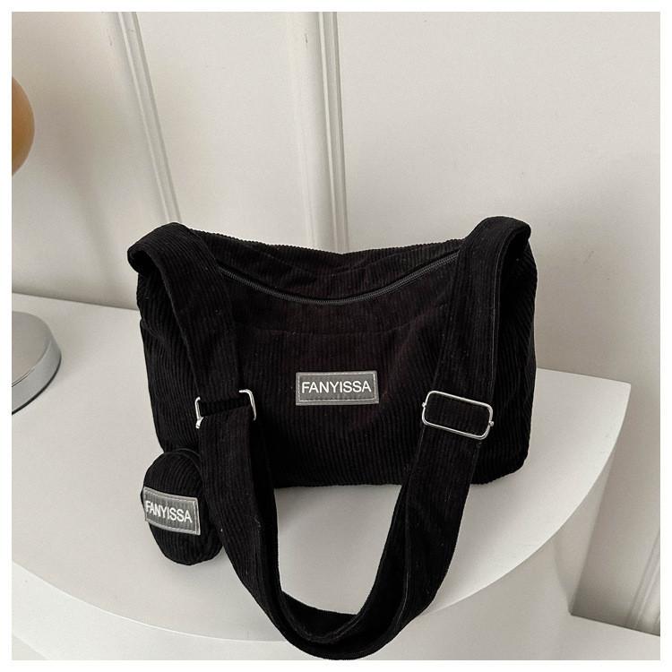 Chic And Minimalist Korean Style Commuter Shoulder Bag In Soft Corduroy For 2024