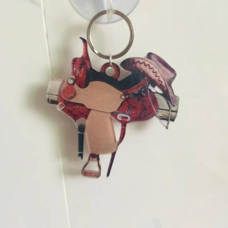 Colorful Saddles Pendant Keychain Acrylic Key Rings Accessory Handmade Keyring Bag Decoration Unique Gifts for Women