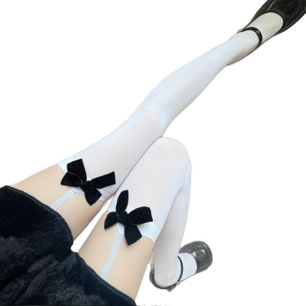 Elastic Bowknot Suspender Stockings Lolita Style Over Knee Long Socks Thigh High Stockings  Women
