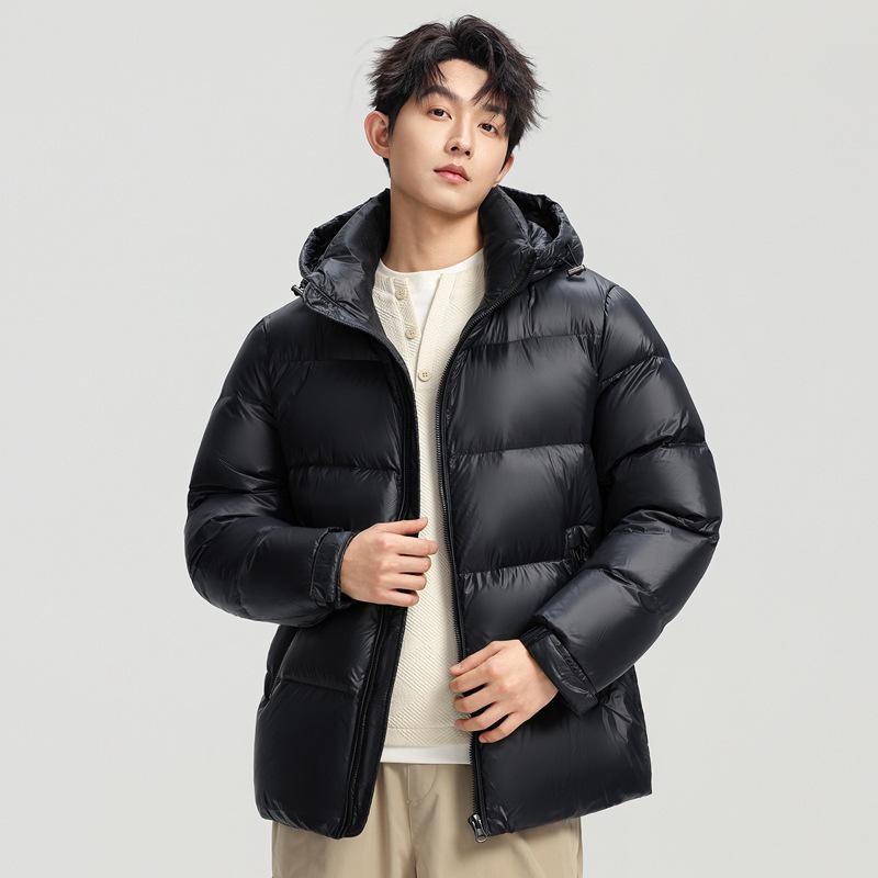

Men s 2025 Winter Down Jacket - White Duck Down, Casual Warm Outerwear for Men 2XL чорний
