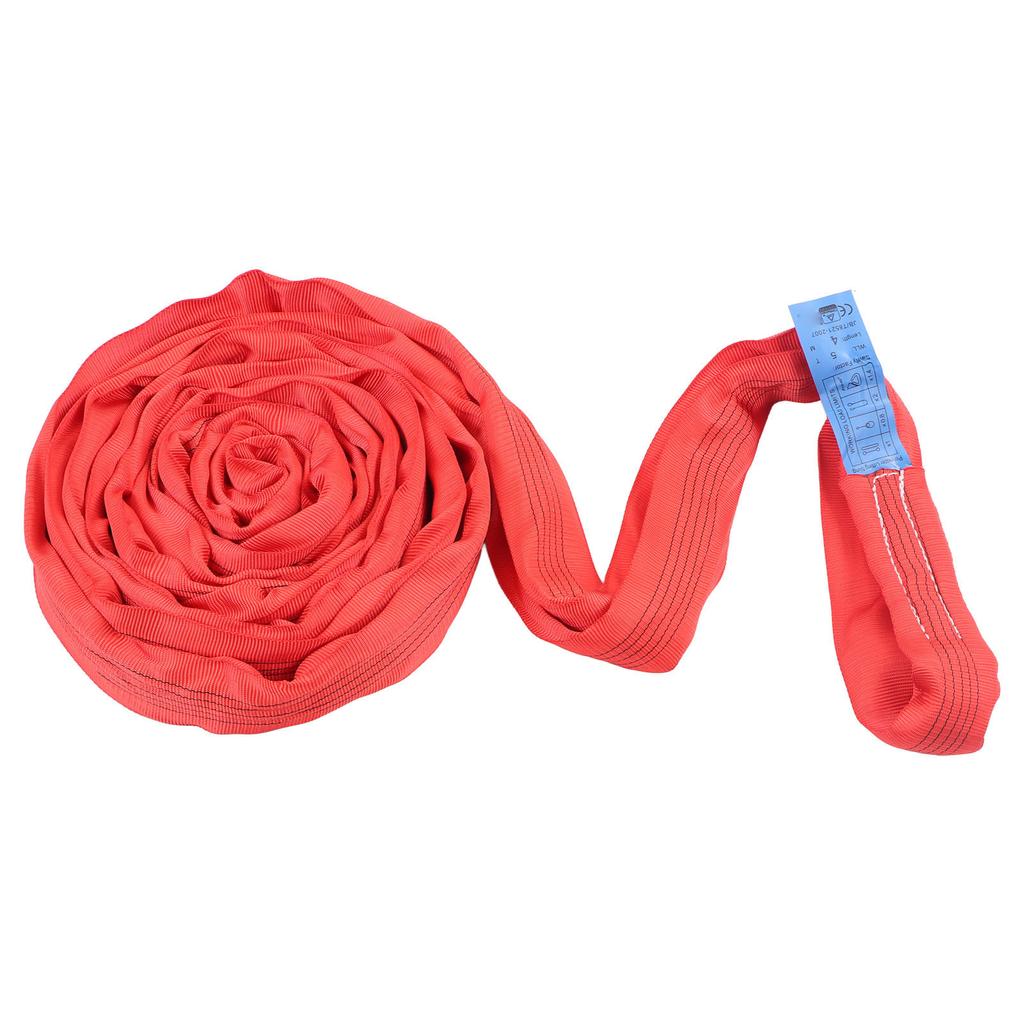 Pas Płaski do Podnoszenia 5T z Podwójną Pętlą Poliestrowa Taśma Zawiesie Dźwigowe 4 Metry Czerwony