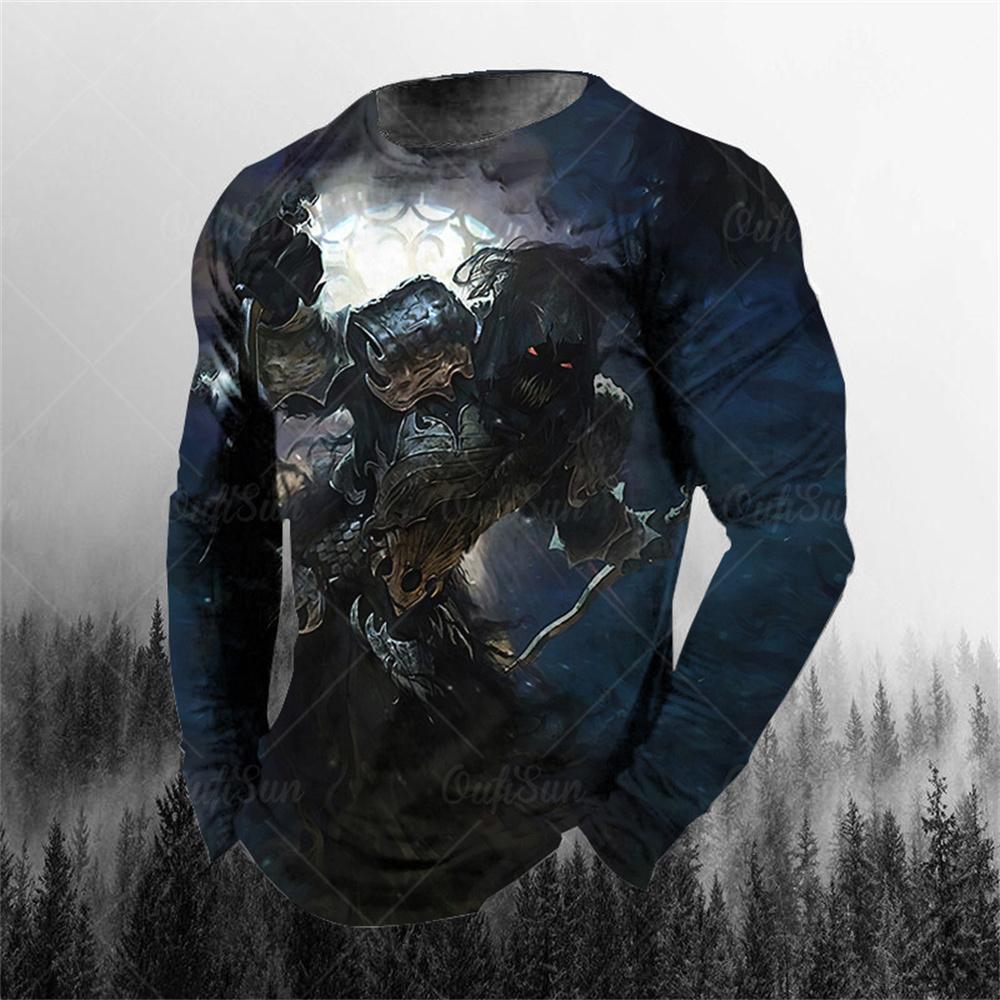 Vintage Genie Ghost 3D Print Sommar T-shirt med rund hals för män Casual långärmad T-shirt Oversize tröja Mode Herrkläder