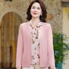 Fashion Shirt Medium and Old Women's Top Mom Age Reduction Fake Two-piece Printed Shirt Women's Autumn