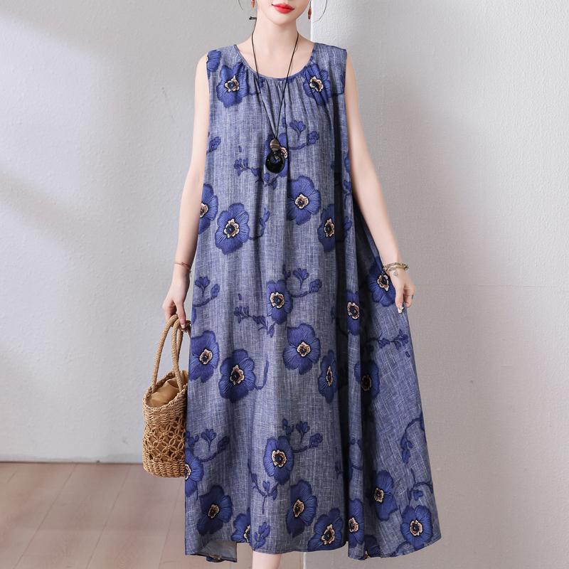 Plus Size Summer Long Dress for Women Clothes Elegant Sleeveless Loose Casual Dress