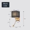 LED Wall Lamp with USB Port Charging Spotlight Fabric Wall Sconce Lighting for Hotel Bedroom Bedside Reading Decor E27
