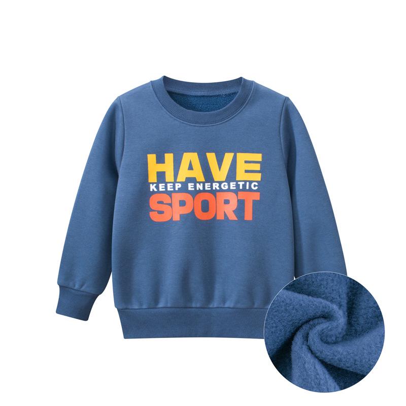 27kids Boys' Sweatshirt - Spring 2024, Plus Velvet, One-Piece Baby Clothing.
