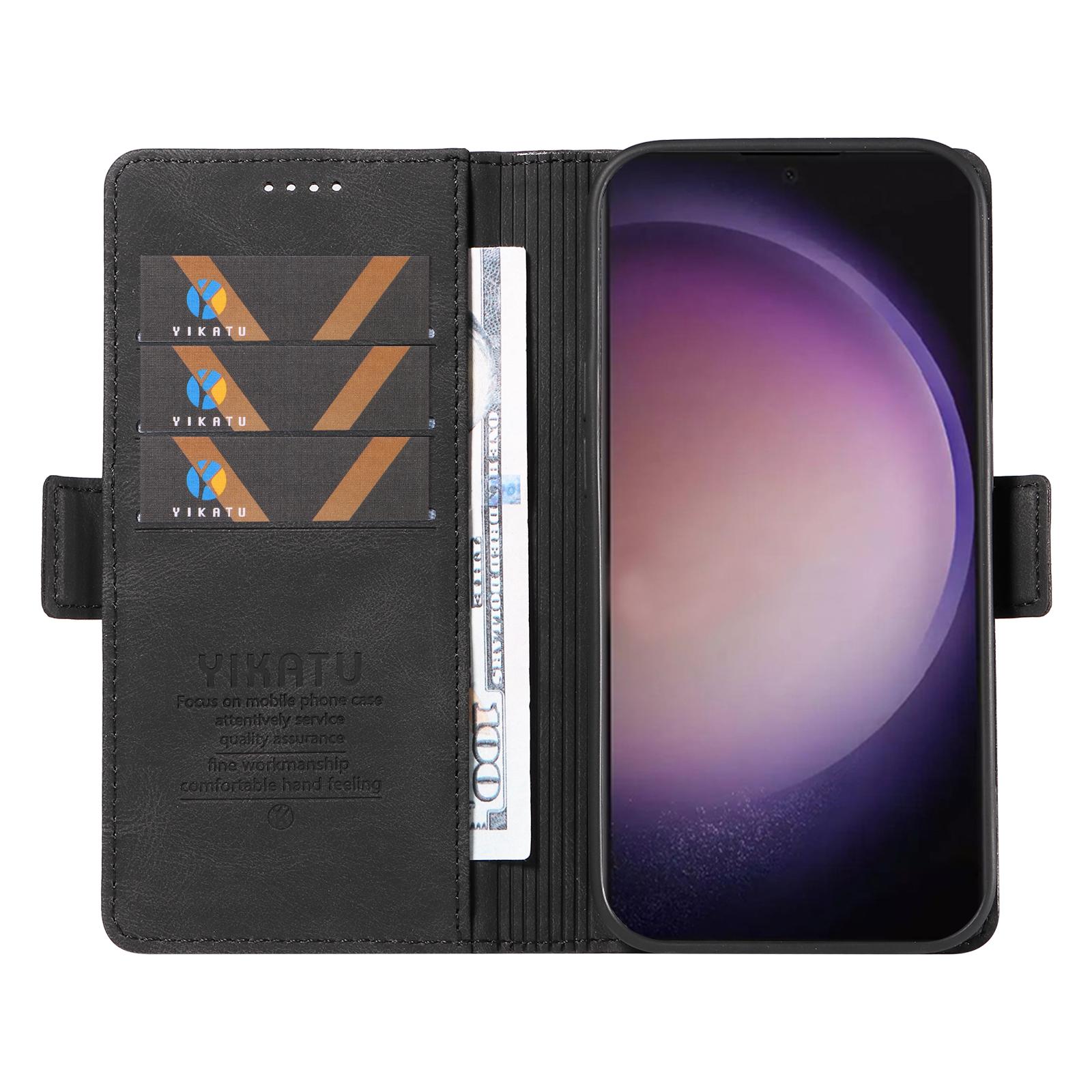 

YIKATU YK-005 For Samsung Galaxy S24 Ultra Case Skin-touch Wallet Stand Leather Cover Black