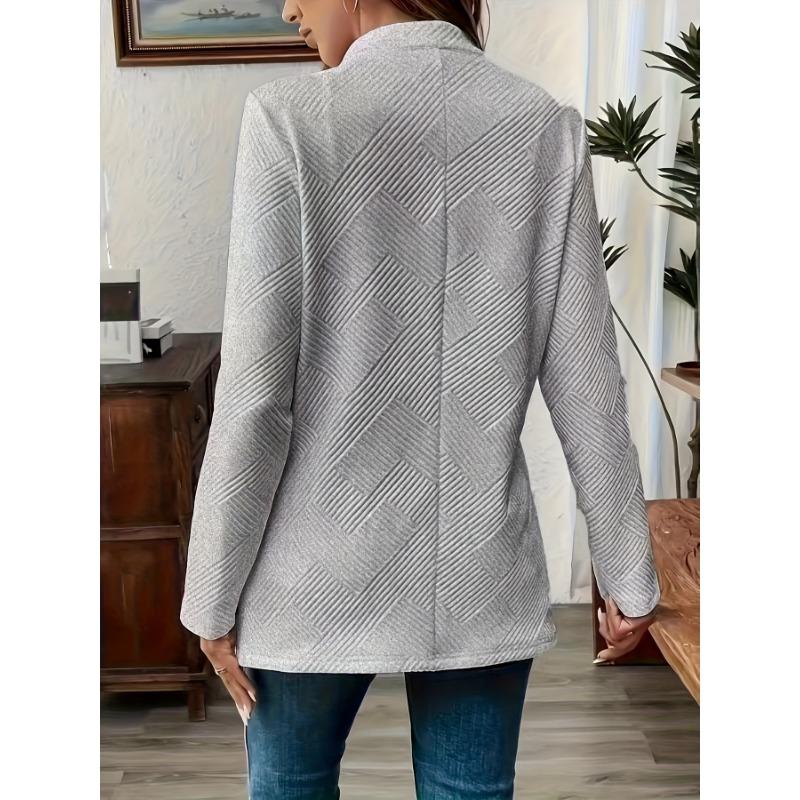 Women's Elegant Solid Color Front Button Decorative Cardigan Jacket - Long Sleeve Open Front with Pockets,