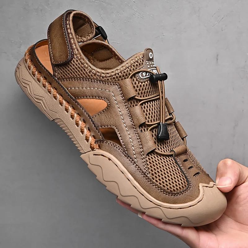 

Модные новые мужские сандалии, летние сандалии, мужские повседневные легкие пляжные сандалии, модная мужская обувь, большой размер 38-46 46 коричневый