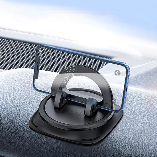 Dashboard Phone Holder 360 Degrees Rotatable Mobile Phone Stand Hands-free Navigation Car Mount with Clip-On Silicone Base