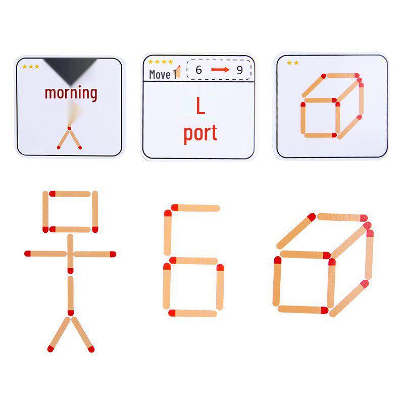 Classic Wooden Matchstick Puzzle: Educational Toy for Children's Math and Logic Training