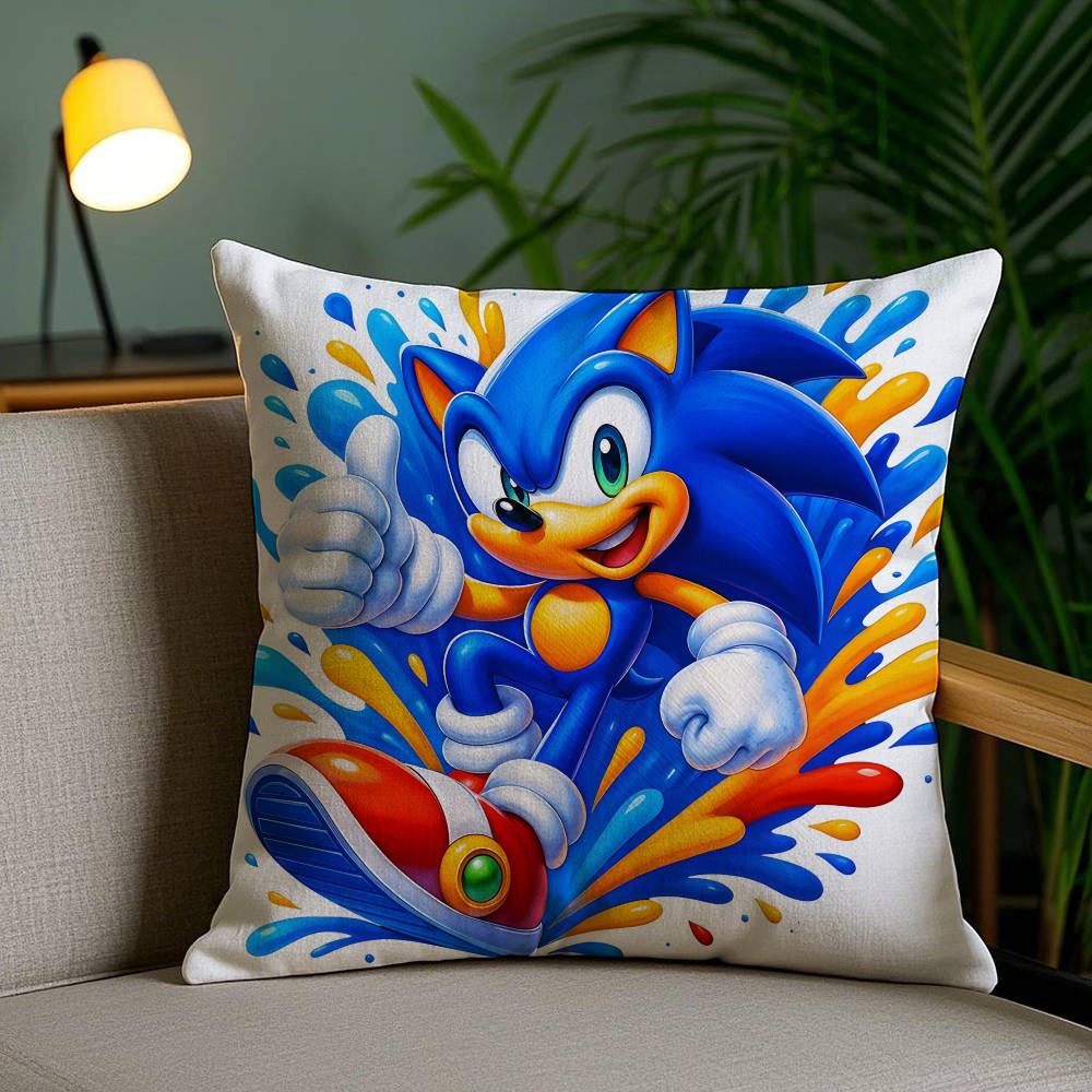 Cool Character S-Sonic-MT The Hedgehog Pillow Case Sofa And Living Room Decorative Cushion Covers Dust-proof And Mite-proof F