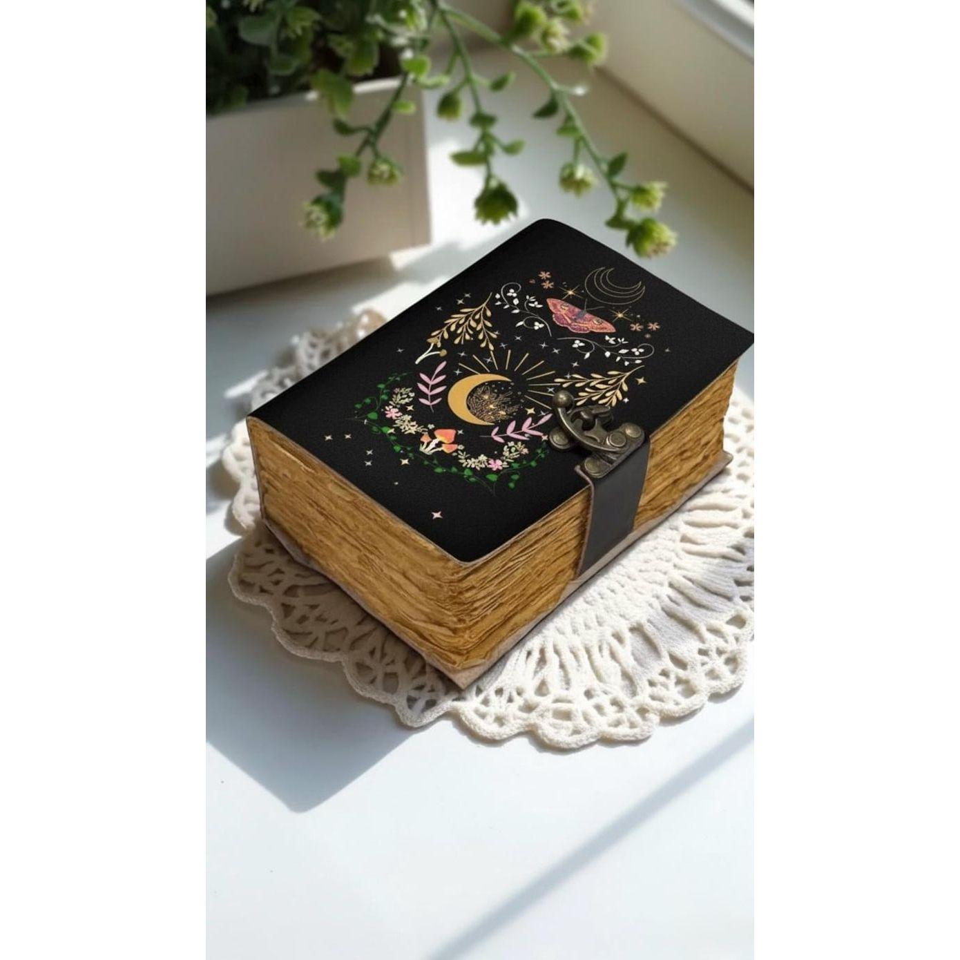 

Floral Luna Moth Journal – Celestial Leather Grimoire | Handmade Book of Shadows | Witchy Mushroom Journal | Moon Phase Spell Diary 7 x 5 in - 200 Page