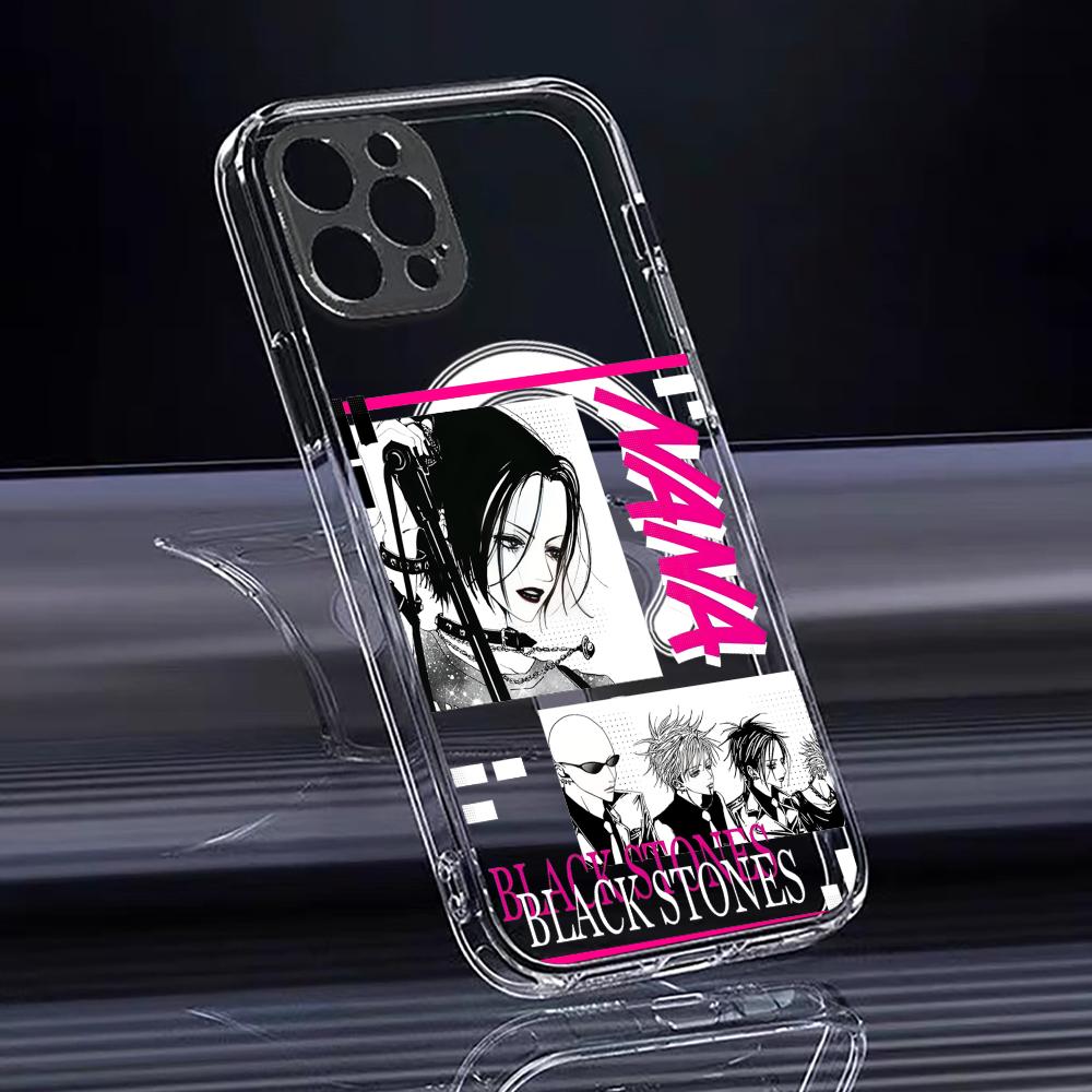 Cool Anime Girl Nana Phone Case For iPhone 17 16 15 14 13 12 Pro Max Plus With Magnetic Crystal Clear Case Wireless Charge