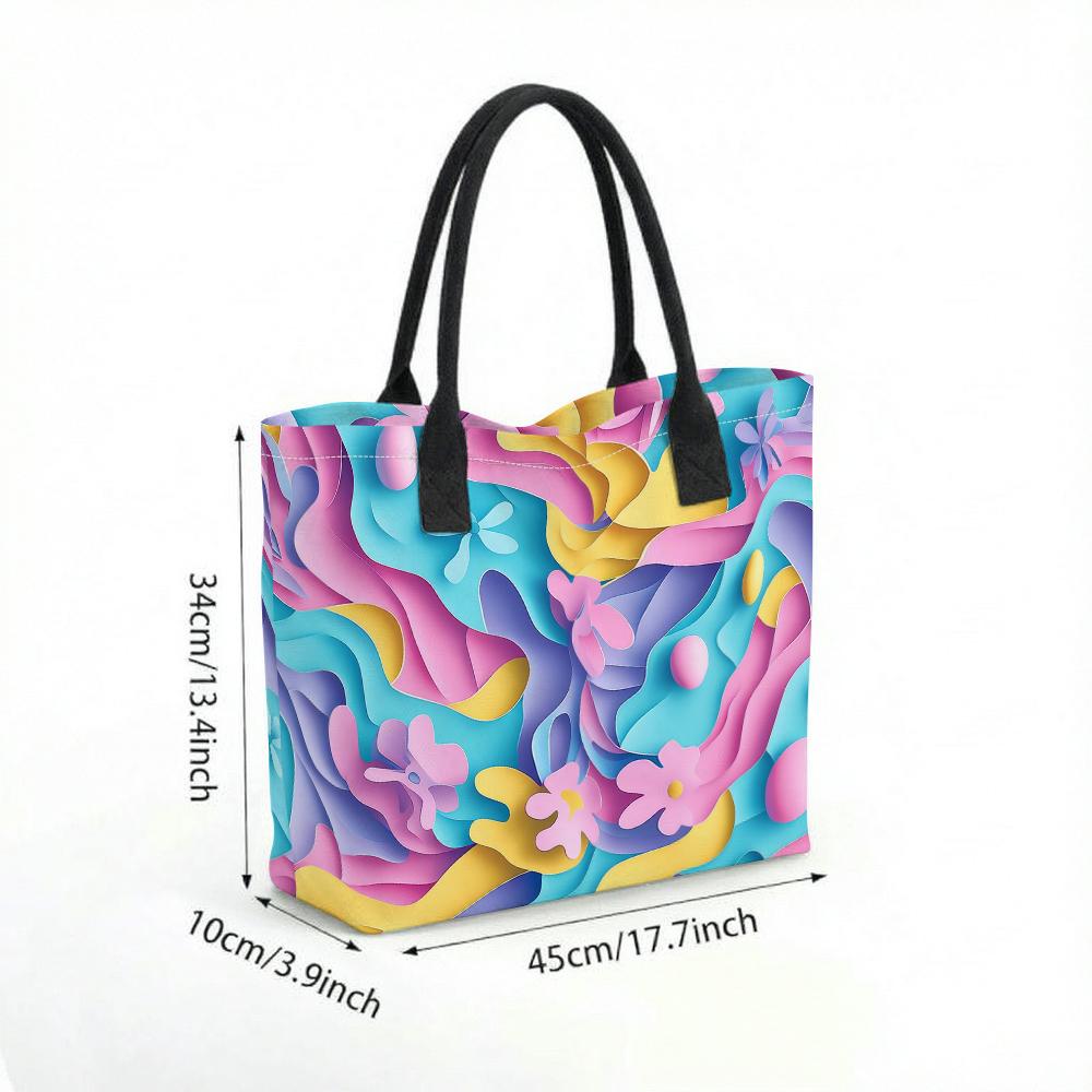 Colorful Flower Pattern Tote Bag for Daily Use