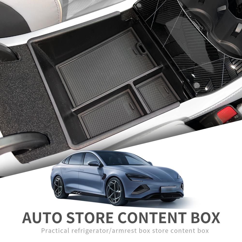 Für BYD Seal EV Mittelkonsolen-Armlehnen-Aufbewahrungsbox Mittleres Fach Organizer Zubehör Aufräumen Schwarz