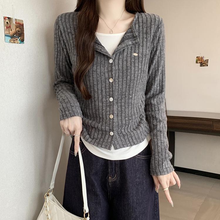 Plus Size Women s Korean Style Two-Piece Long Sleeve Knit Top L