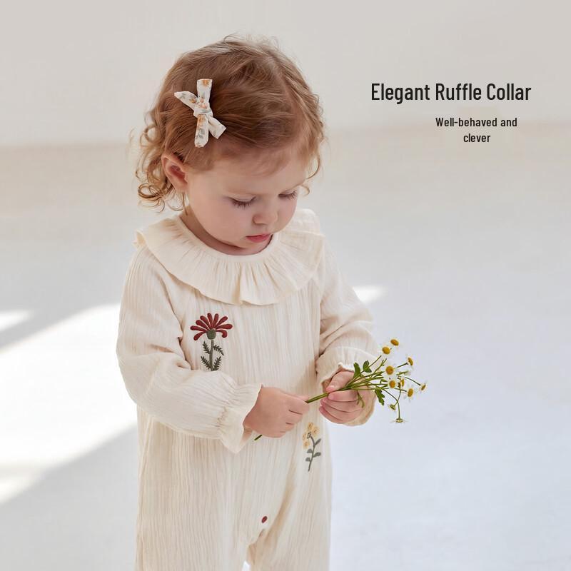 Babylove Girls' Ruffled Collar Cotton Bodysuit