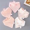 Baby Bandana Bibs 5-Pack, 100% Cotton Muslin Drool Bibs, Teething & Feeding Bibs for Infants, Pink & White