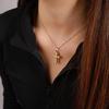 Gold Plated Titanium Steel Cross Pendant Necklace - Trendy Hip Hop Style for Men and Women