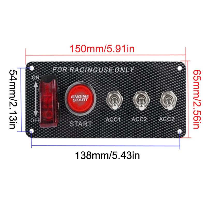 Led Toggle Switch Car Accessories Carbon Fiber 12V Led Ignition Switch Panel For Racing Car Engine Start Push Button