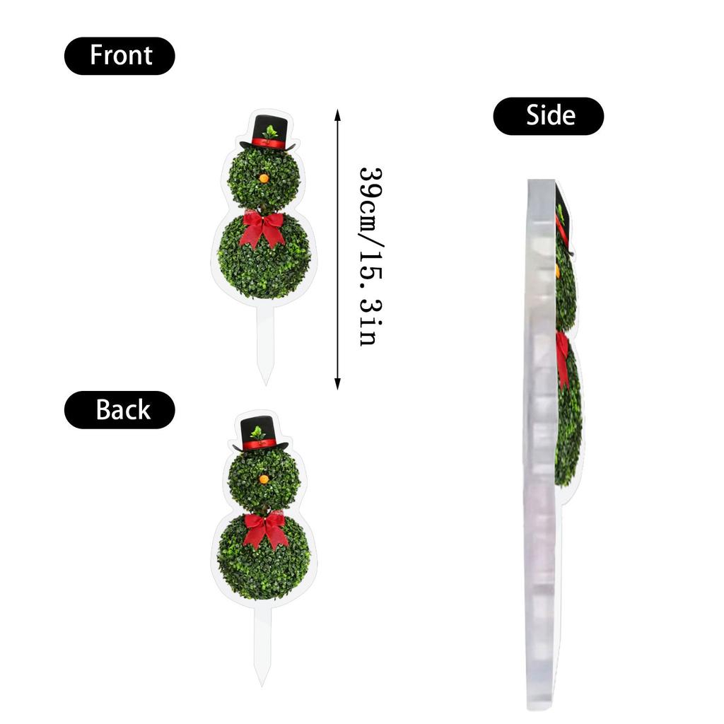 Snowman Shape Acrylic Ground Plug, Suitable For Christmas Porch Decoration Outdoor And Indoor