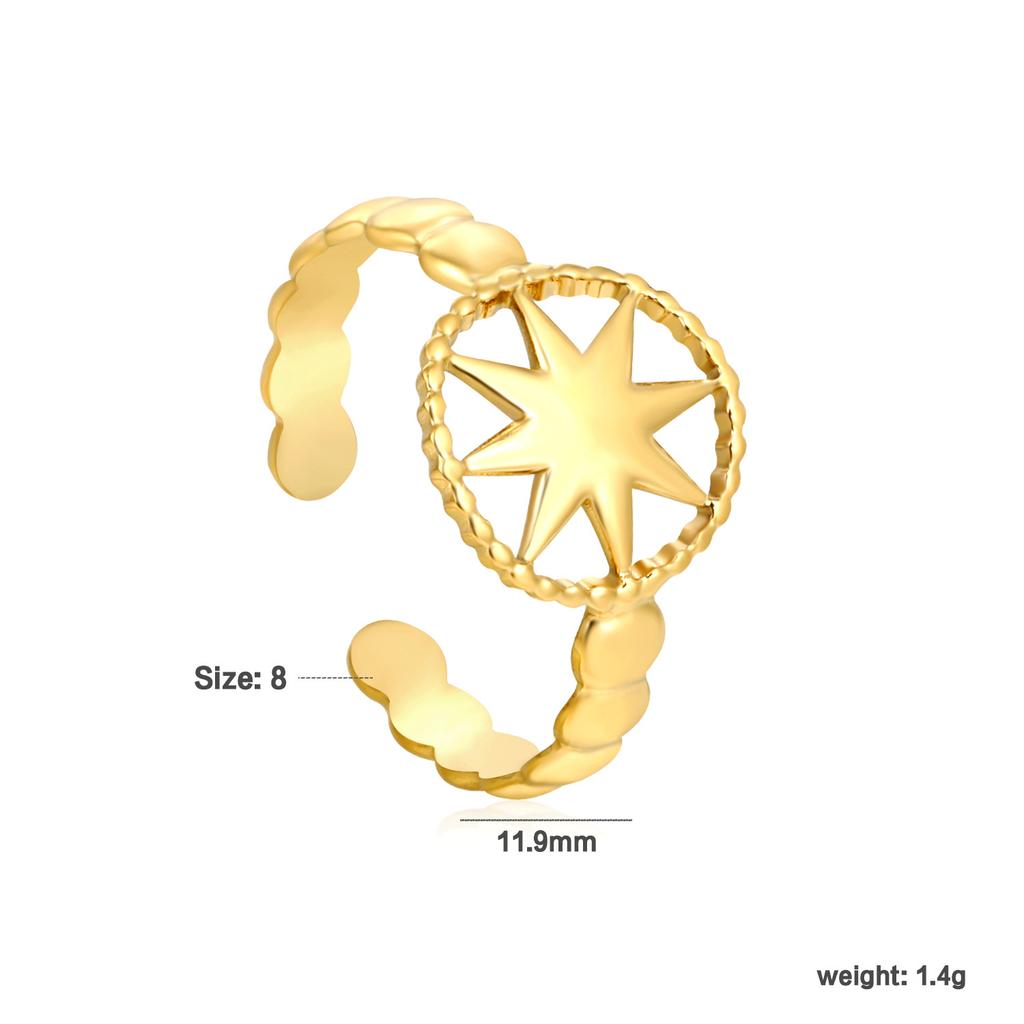 Fashion Hollow Geometric Adjustable Open Ring High-End Gold Tone Ring