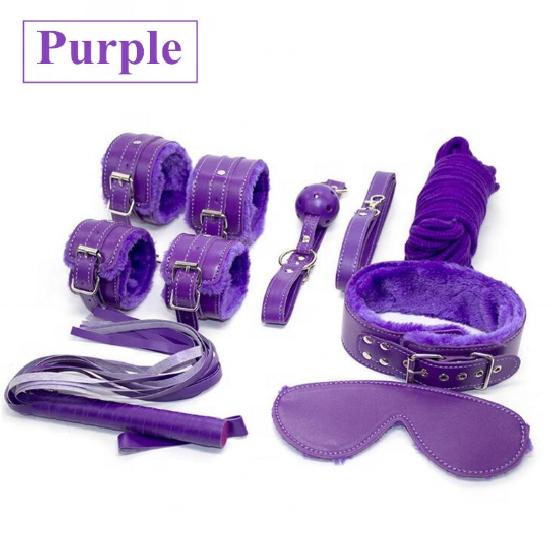 4 Colours Erotic Toys 7pcs Sex Bondage Kit Slave Game Bdsm Fetish Plush Bondage