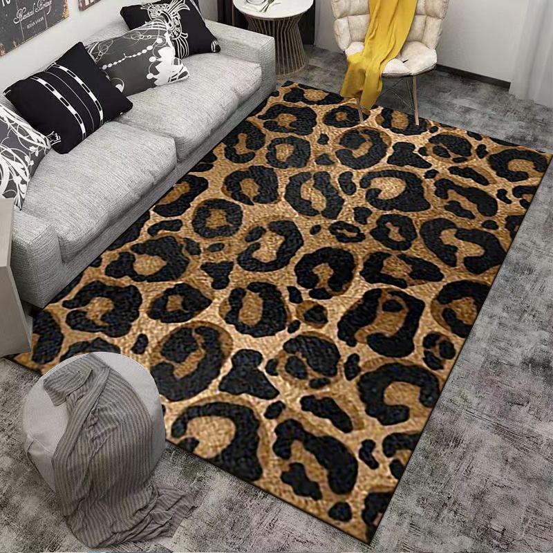 Leopard Print Carpet, Brown and Black Animal Pattern Floor Mat Decor Suitable for use as an anti-slip for living room bedroom sofas