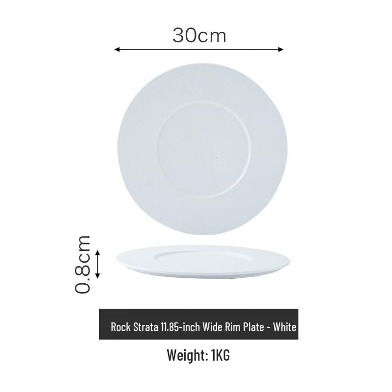 

Ru Han Ins Style Ceramic Wide-Rim Dinner Plate - 11.85 Inch, White